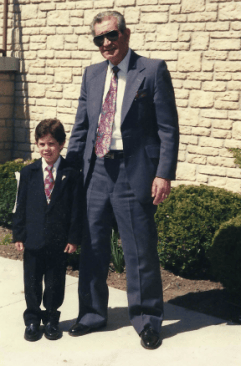 The photo that fell over in my bedroom. My Poppa and me at my first communion, circa 1998.