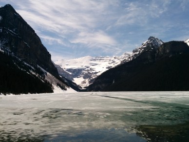 Lake Louise all frozen over.